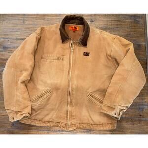 CornerStone CAT Caterpillar Work Jacket Brown Canvas Mens 2XL Chore Coat